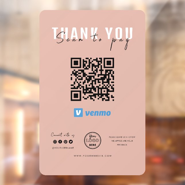 Thank you Scan to Pay Logo QR Code Venmo Pink (Sheet 2)