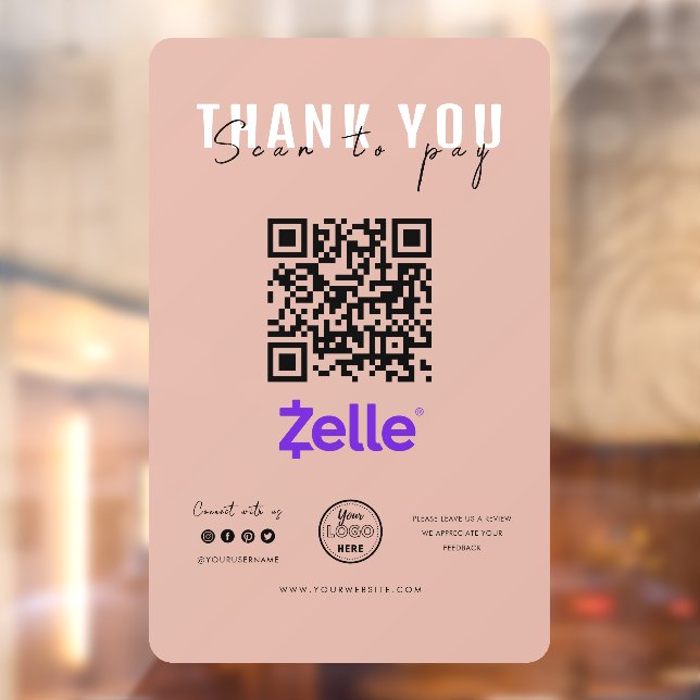 Thank you Scan to Pay Logo QR Code Zelle Pink (Sheet 2)