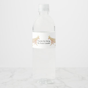 Thank You Scout Leader Pattern Silhouette Fox Water Bottle Label