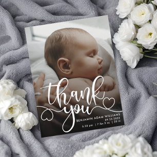 Thank You Script Baby Birth Announcement Postcard