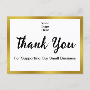 Thank You Script Elegant Black White Gold Business Postcard