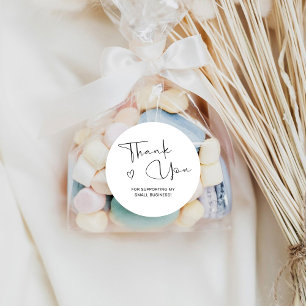 Thank You Script Elegant Heart Small Business Classic Round Sticker
