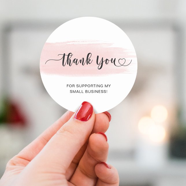 Thank You Script Elegant Small Business Classic Round Sticker (Creator Uploaded)