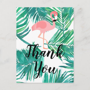 thank you script flamingo and palms postcard