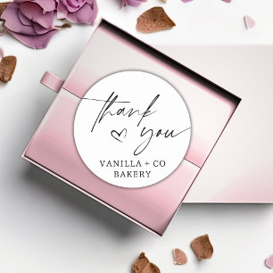 Thank You Script Heart Baked Goods Bakery Business Classic Round Sticker