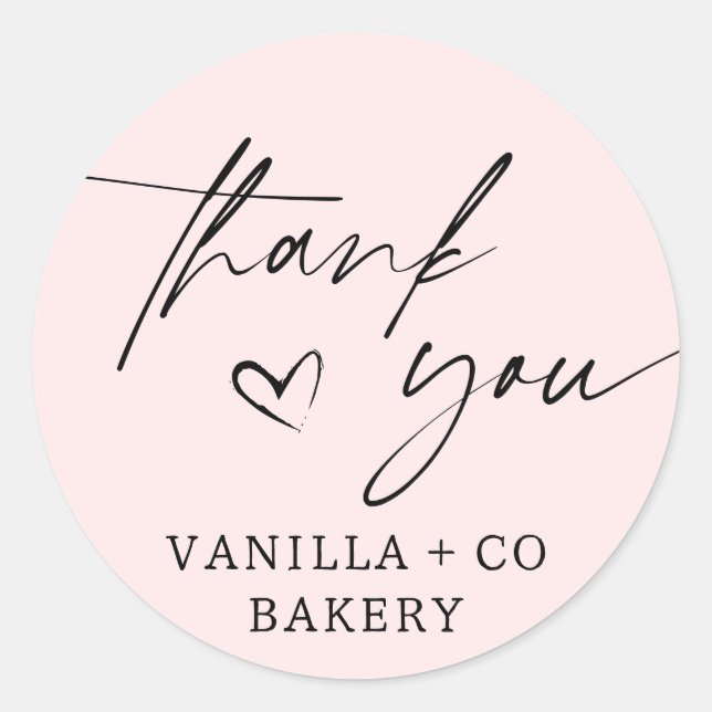 Thank You Script Heart Baked Goods Bakery Business Classic Round Sticker (Front)