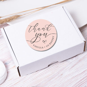 Thank You Script Heart Baked Goods Business Pink Classic Round Sticker