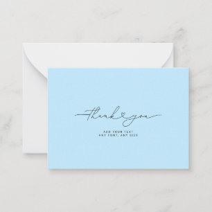 Thank You Script Heart Elegant 3,5"X2.5" Blue Card