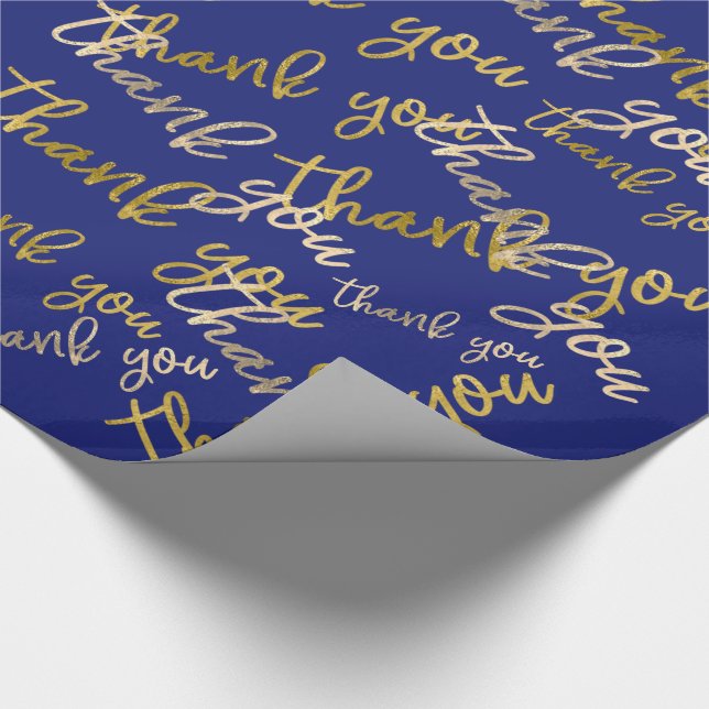 Thank You Script Mermaid Gold Favour Blue Navy Wrapping Paper (Corner)
