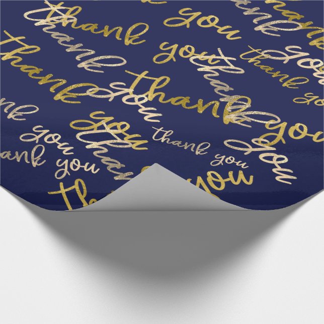 Thank You Script Mermaid Gold Wedding Favour Blue Wrapping Paper (Corner)