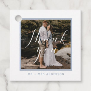Thank You Script Modern Photo Wedding Favour Tags