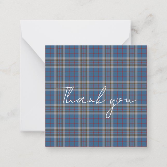 Thank You Script Plaid Tartan Thompson Rustic Card (Front)
