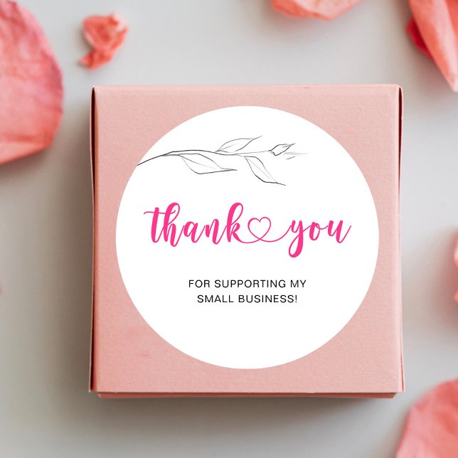 Thank You Script Small Business Classic Round Sticker (Creator Uploaded)