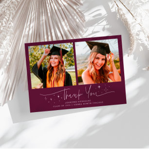 Thank You Script Stars Cranberry Grad Multi Photo Announcement