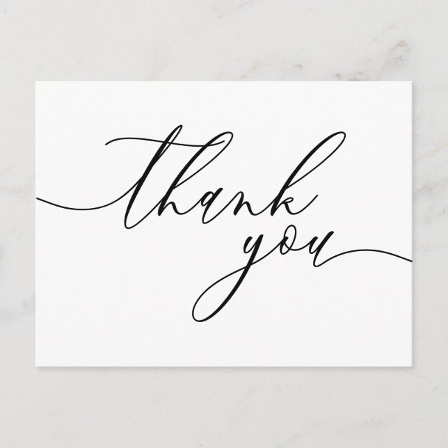 Thank You Script Text Clean Custom Photo Postcard (Front)