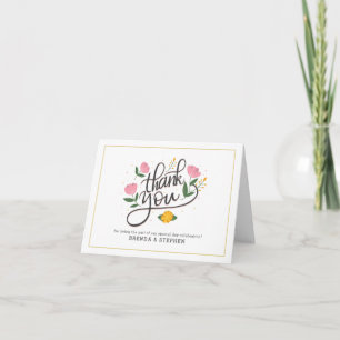 Thank you-Script typography Floral Accents Invitation