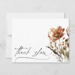 Thank You Script Watercolor Wildflowers Card