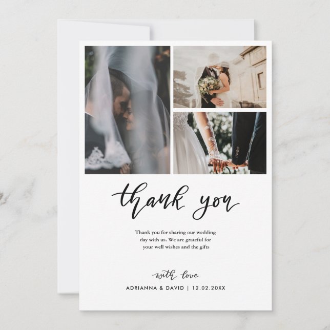 Thank You Script Wedding Couple Photo Collage  (Front)