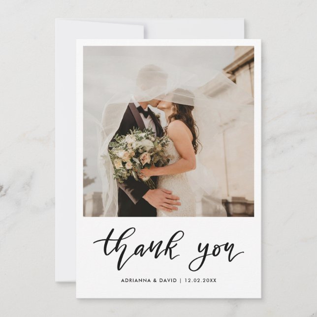 Thank You Script Wedding Couple Photo Elegant  (Front)
