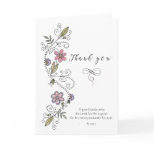 Thank You Scripture Hand Drawn Flower Swirl  Card