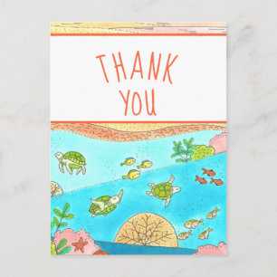 Thank You Sea Turtles Art Postcard