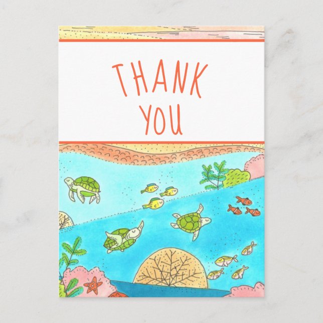 Thank You Sea Turtles Art Postcard (Front)