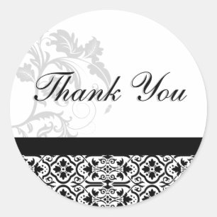Thank You Seal - Black and White Damask Wedding