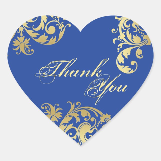Thank You Seal - Royal Blue & Gold Floral Wedding (Front)