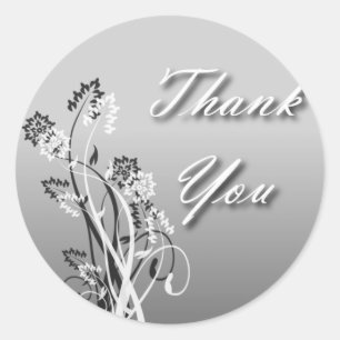Thank You Seal - Silver, Black and White Floral