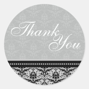 Thank You Seal - Slate Grey Damask Wedding