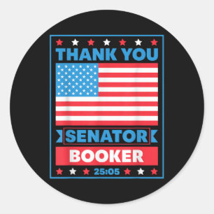Thank You Senator Cory Booker 25 Hours And 5 Minut Classic Round Sticker