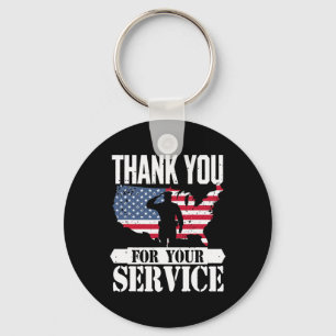 Thank You Service Veteran Salute Patriot Military  Key Ring