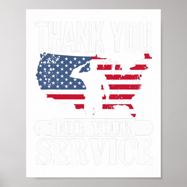 Thank You Service Veteran Salute Patriot Military  Poster (Front)