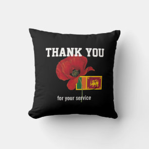 THANK YOU Servicemen Veterans Poppy SRI LANKA Cushion