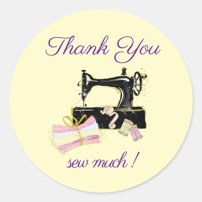 Thank you Sewing Machine Vintage Fun Classic Round Sticker (Front)