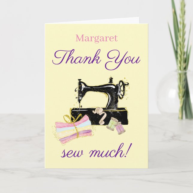 Thank You Sewing Machine Vintage Funny Card (Front)