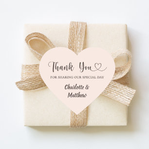 Thank you sharing our day blush pink taupe wedding heart sticker
