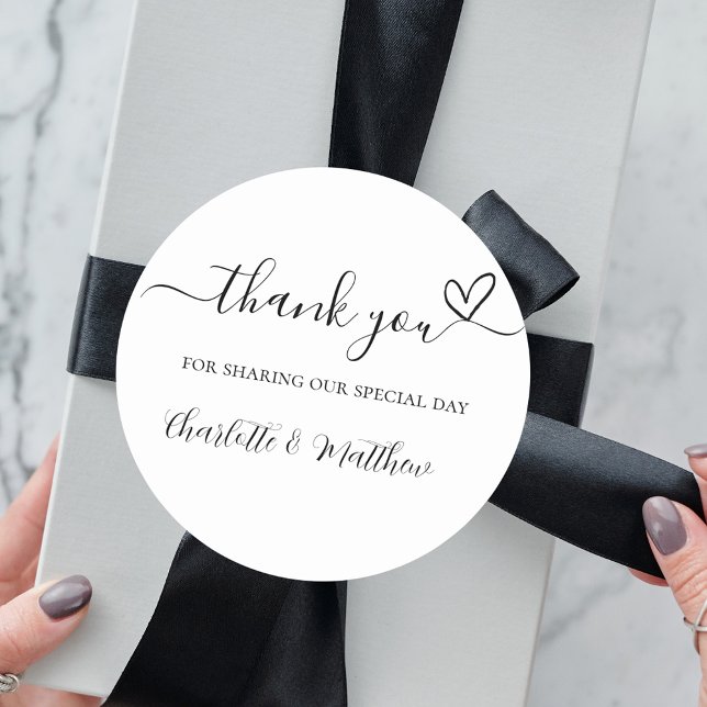 Thank you sharing our day bride groom wedding classic round sticker (Creator Uploaded)