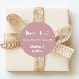 Thank you sharing our day dusty rose wedding classic round sticker