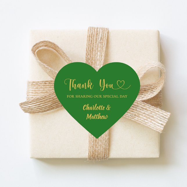 Thank you sharing our day emerald green wedding heart sticker (Creator Uploaded)