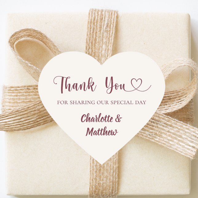 Thank you sharing our day ivory burgundy wedding heart sticker (Creator Uploaded)