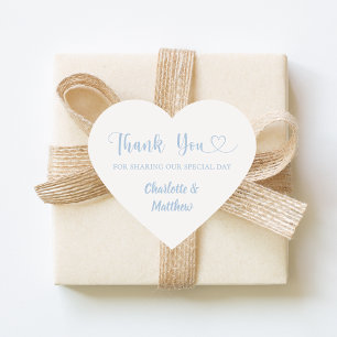 Thank you sharing our day ivory dusty blue wedding heart sticker