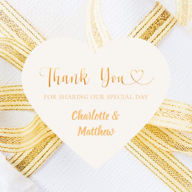 Thank you sharing our day ivory gold wedding heart sticker (Creator Uploaded)