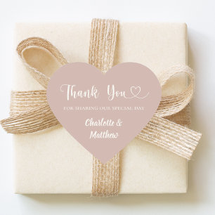 Thank you sharing our day taupe ivory wedding heart sticker