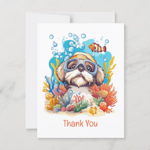 Thank You Shih Tzu Dog Snorkeling Coral Reef Postcard
