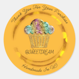 Thank You Shop Mermaid Muffin Logo Golden Smile Classic Round Sticker