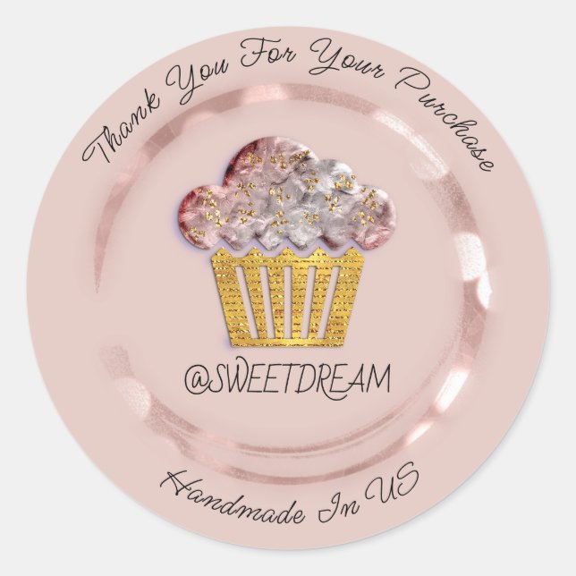 Thank You Shop Mermaid Muffin Logo Rose Gold Classic Round Sticker (Front)