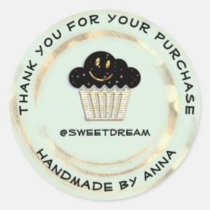 Thank You Shopping Chocolate Muffin Smile Mint Classic Round Sticker