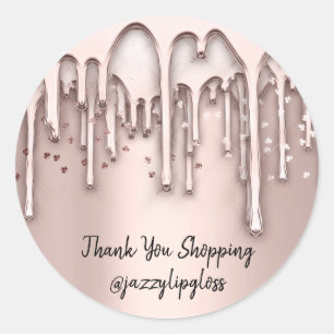 Thank You Shopping Drips Rose Confetti Hairdresser Classic Round Sticker