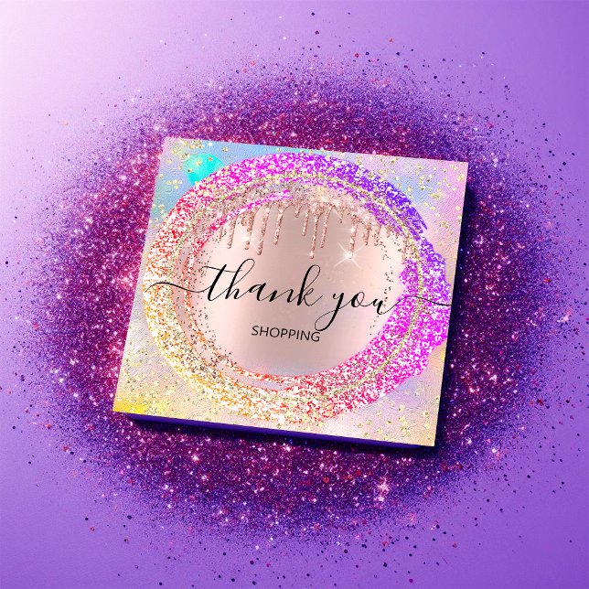 Thank You Shopping Glitter Pink Holograph Invitation (Thank You Shopping Glitter Pink Holograph Invitation)